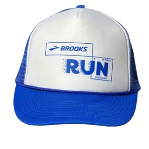 Brooks Run Snapback {Cobra} Trucker Cap Hat Foam Mesh Blue White Adult Unisex OS